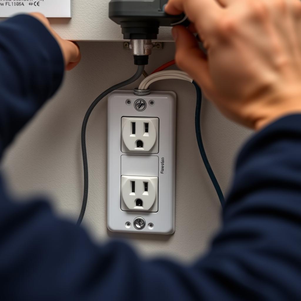 Domestic electrician installing power points in Melbourne Domestic electrician installing power points in Melbourne