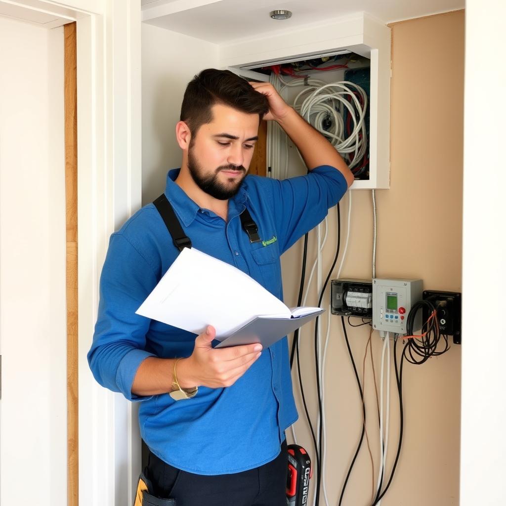 Melbourne electrician working on a home renovation in an eastern suburb